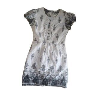 White and Black Short Sleeve Cotton Dress Size Small